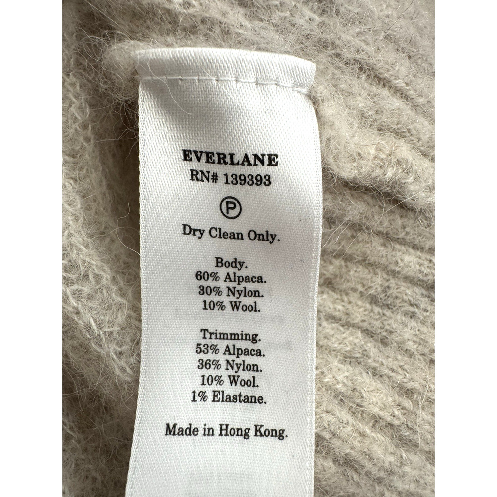 Everlane Sweater L Cocoon Alpaca Beige Long-Sleeve Pullover Crewneck Ribbed Knit - Picture 6 of 7